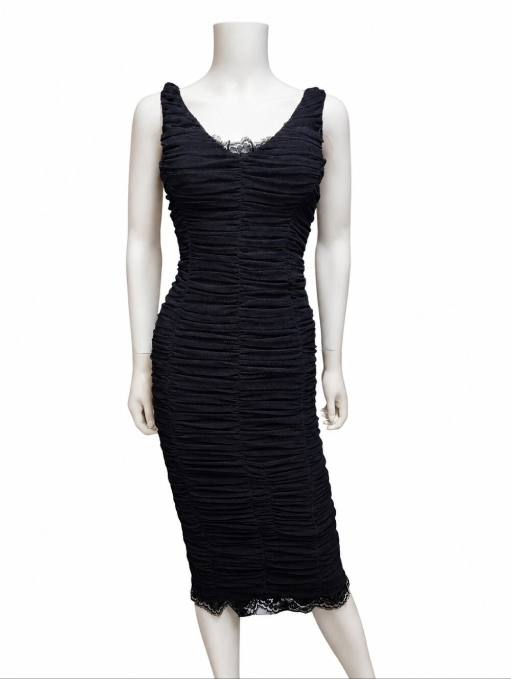 DOLCE & GABBANA | NWT 2-Piece Ruched Dress & Silk Lace Slip IT 36 US 0